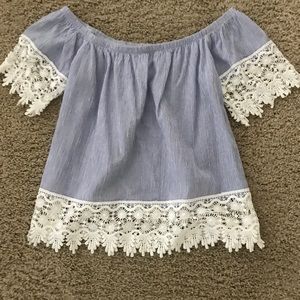 Blue Off The Shoulder Top